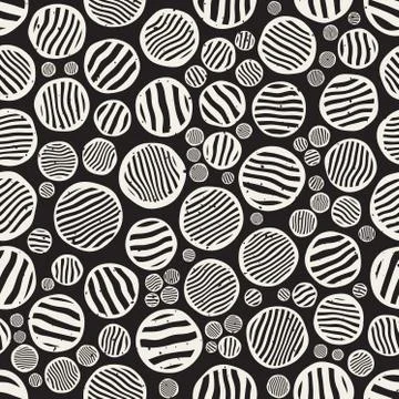 Vector Seamless Stripes Circles Jumble Hand Painted Grungy Pattern Illustrazione stock