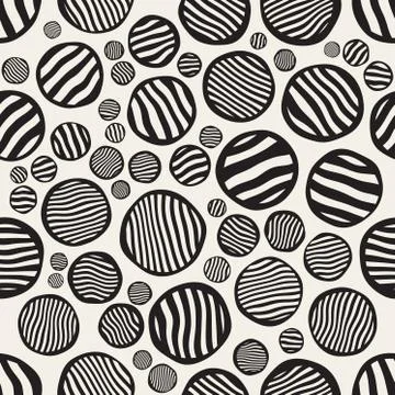 Vector Seamless Stripes Circles Jumble Hand Painted Pattern イラスト素材