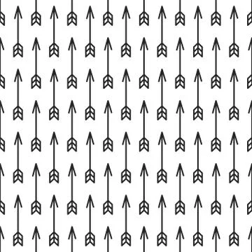 Vector seamless stylish pattern of arrows. Hand drawn background Stock Illustration