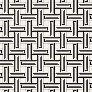 Vector seamless stylish pattern. Geometric striped ornament. Linear weave Stock Illustration