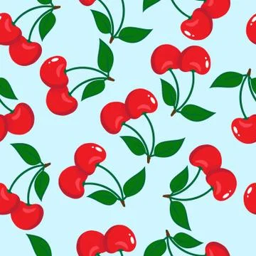 Vector seamless summer background with cherries Stock Illustration