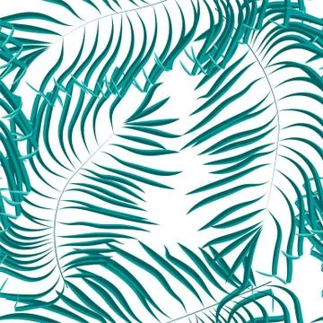Vector seamless summer palm leaves on white background. Stock Illustration