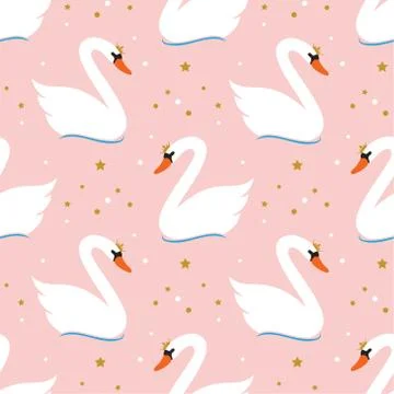 Vector seamless swan pattern Stock Illustration