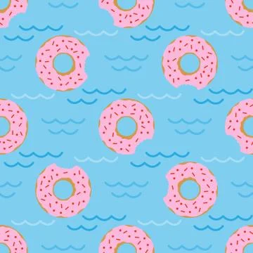 Vector seamless swimming pool float rings pattern. Stock Illustration