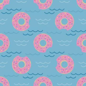 Vector seamless swimming pool float rings pattern. イラスト素材