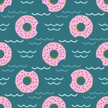 Vector seamless swimming pool float rings pattern. Stock Illustration