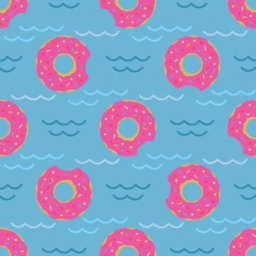 Vector seamless swimming pool float rings pattern. Stock Illustration