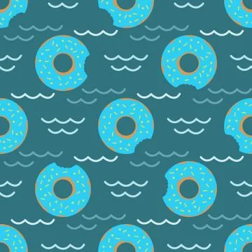 Vector seamless swimming pool float rings pattern. Stock Illustration