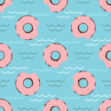 Vector seamless swimming pool float rings pattern. Stock Illustration