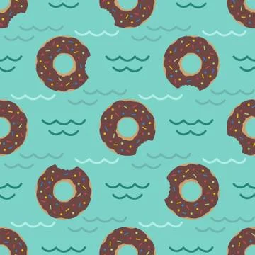 Vector seamless swimming pool float rings pattern. Stock Illustration
