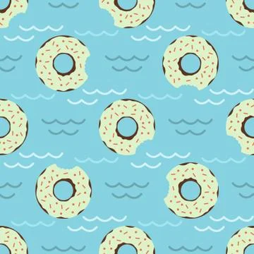 Vector seamless swimming pool float rings pattern. Stock Illustration