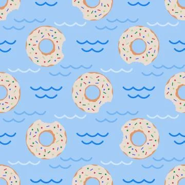 Vector seamless swimming pool float rings pattern. Stock Illustration