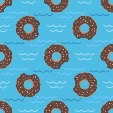Vector seamless swimming pool float rings pattern. Stock Illustration
