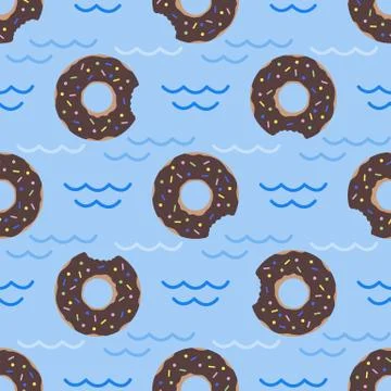 Vector seamless swimming pool float rings pattern. Stock Illustration