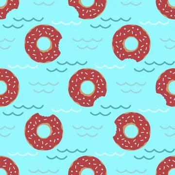 Vector seamless swimming pool float rings pattern. Stock Illustration