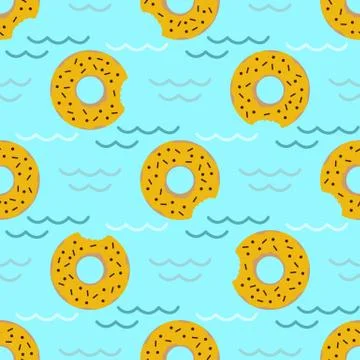 Vector seamless swimming pool float rings pattern. Illustrazione stock