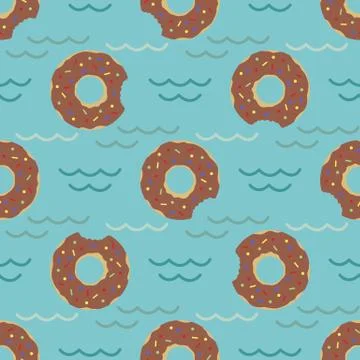 Vector seamless swimming pool float rings pattern. Stock Illustration