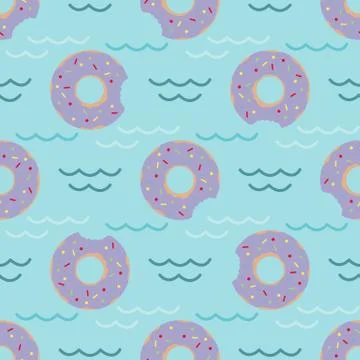 Vector seamless swimming pool float rings pattern. Stock Illustration