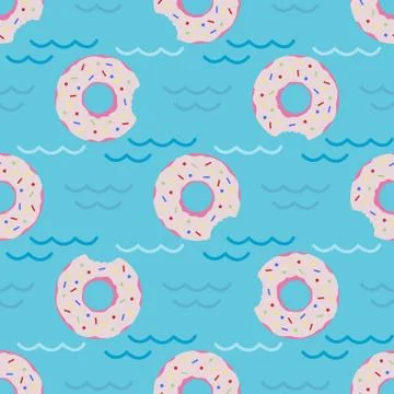 Vector seamless swimming pool float rings pattern. Stock-Illustration