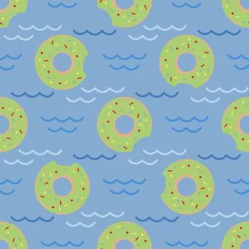 Vector seamless swimming pool float rings pattern. Stock Illustration