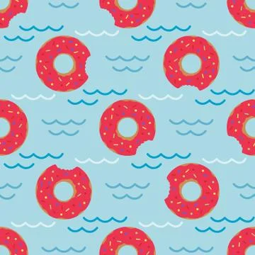 Vector seamless swimming pool float rings pattern. Stock Illustration