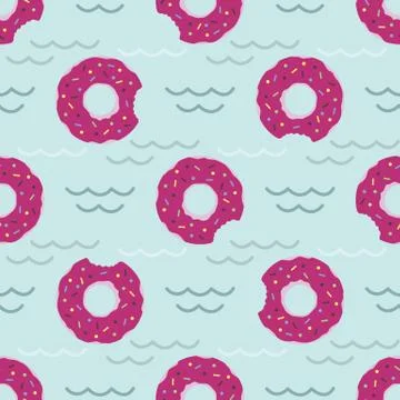 Vector seamless swimming pool float rings pattern. 스톡 일러스트