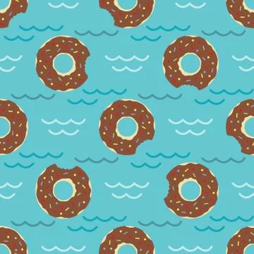 Vector seamless swimming pool float rings pattern. Stock-Illustration