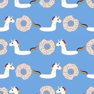 Vector seamless swimming pool floating toy pattern 스톡 일러스트