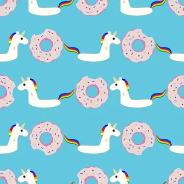 Vector seamless swimming pool floating toy pattern イラスト素材