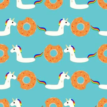 Vector seamless swimming pool floating toy pattern Stock Illustration