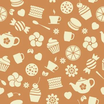 Vector seamless tea background Stock Illustration