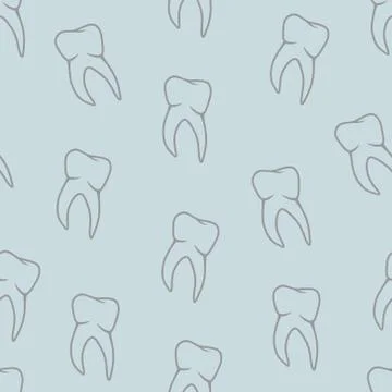 Vector seamless teeth pattern on blue background Stock Illustration
