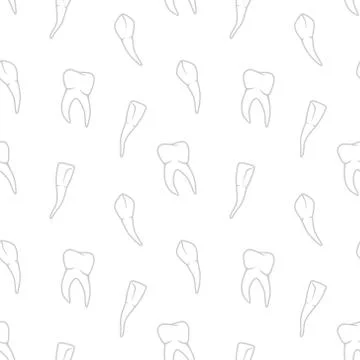 Vector seamless teeth pattern on white background Stock Illustration
