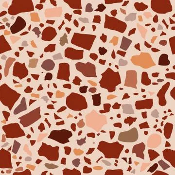 Vector Seamless Terrazzo in Earth, Neutral - Beige, Brown, Pink Tones Stock Illustration