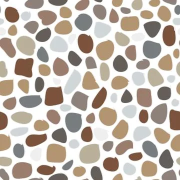 Vector seamless terrazzo pattern in brawn, gray on white background. Illustrazione stock