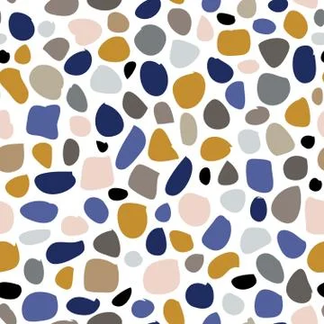 Vector seamless terrazzo pattern on white background. Stock Illustration