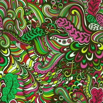 Vector seamless texture with abstract flowers. endless background. ethnic sea Stock Illustration