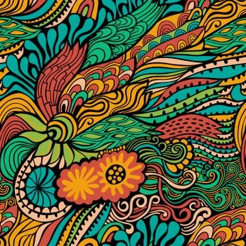 Vector seamless texture with abstract flowers. endless background. ethnic sea Illustrazione stock