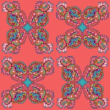 Vector seamless texture with abstract flowers. Ethnic s pattern Stock Illustration