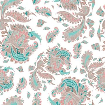 Vector seamless texture with abstract flowers. Endless background. Stock Illustration