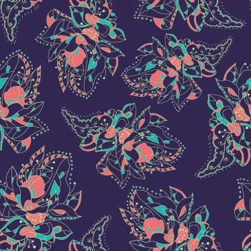Vector seamless texture with abstract flowers. Endless background. Stock Illustration