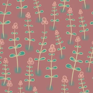 Vector seamless texture with abstract flowers. Endless backdrop. Stock Illustration