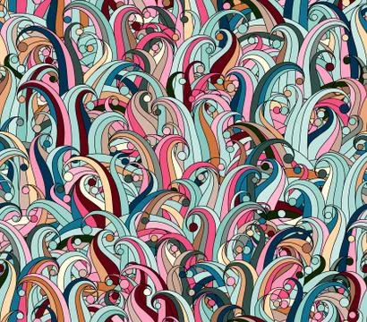 Vector seamless texture with abstract herb elements. Endless background. Doodle Ilustração Stock