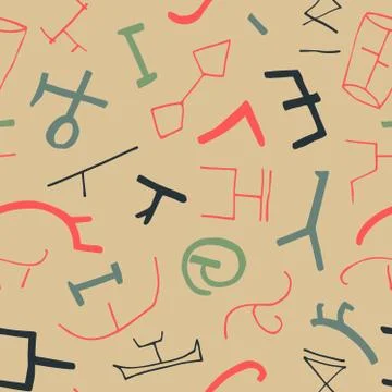 Vector seamless texture with ancient elements on pastel background. Stock Illustration