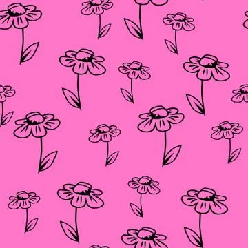 Vector seamless texture background with camomile Stock Illustration