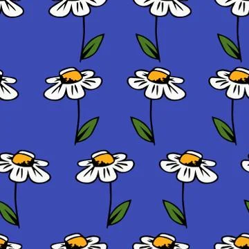 Vector seamless texture background with camomile 3 Stock Illustration