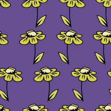 Vector seamless texture background with camomile Stock Illustration