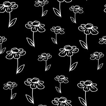 Vector seamless texture background with camomile Stock Illustration