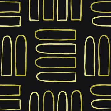 Vector seamless texture background pattern. Hand drawn, black, yellow colors. Stock Illustration
