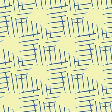 Vector seamless texture background pattern. Hand drawn, yellow, blue colors. Stock Illustration